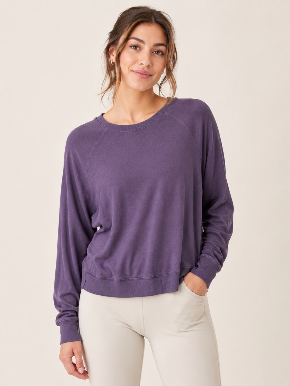 Athleta Purple Soft Long Sleeve Crewneck Sweatshirt Size Small